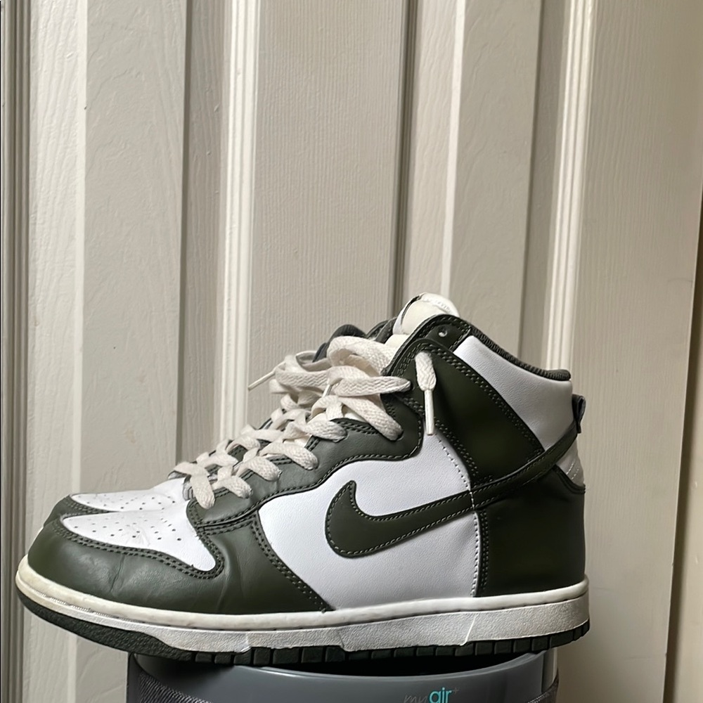 Nike Dunk White and Green High-Top Sneakers